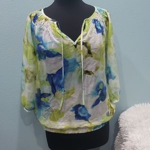 Beautiful Sheer Peasant Blouse, Size Small